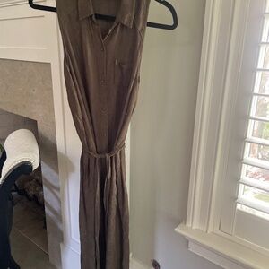 Anthropologie sleeveless textured brown dress